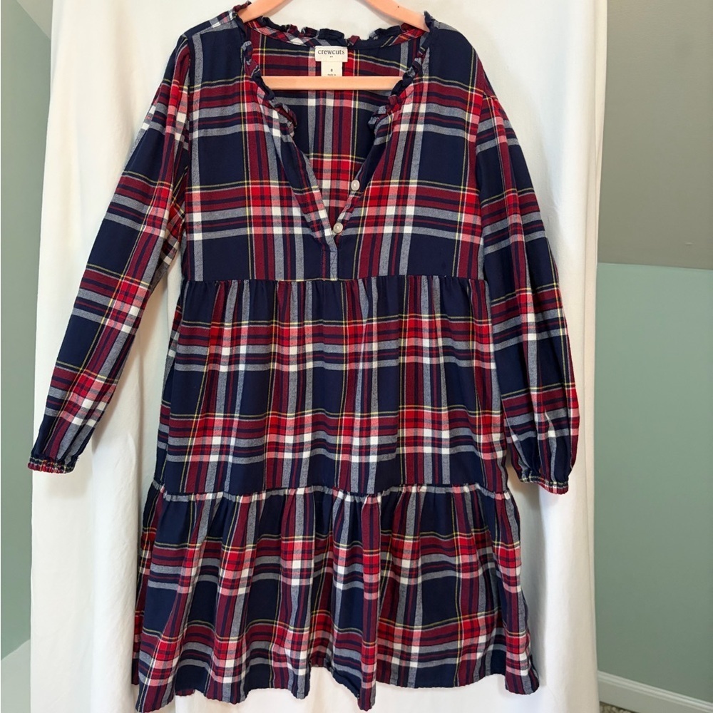 Crewcuts Plaid ruffle Dress - Navy and Red girls size 8